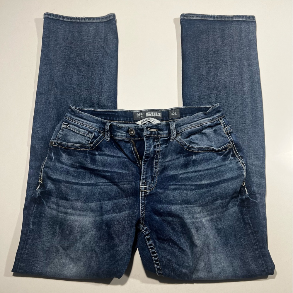BKE Tyler straight leg 32L blue denim men’s jeans